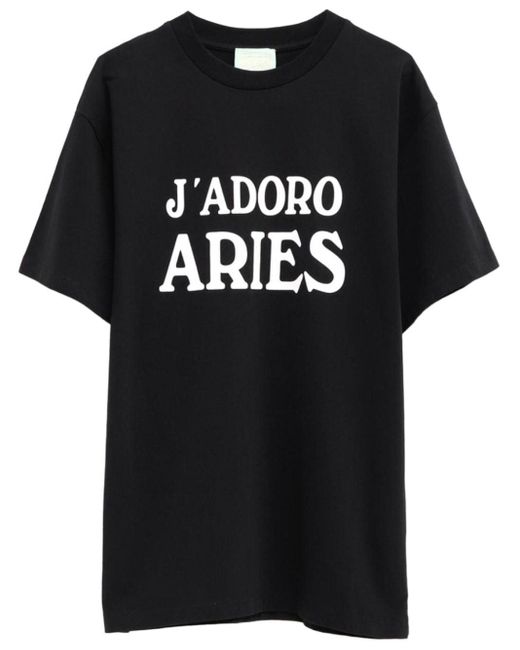 Camiseta con eslogan estampado Aries de hombre de color Black