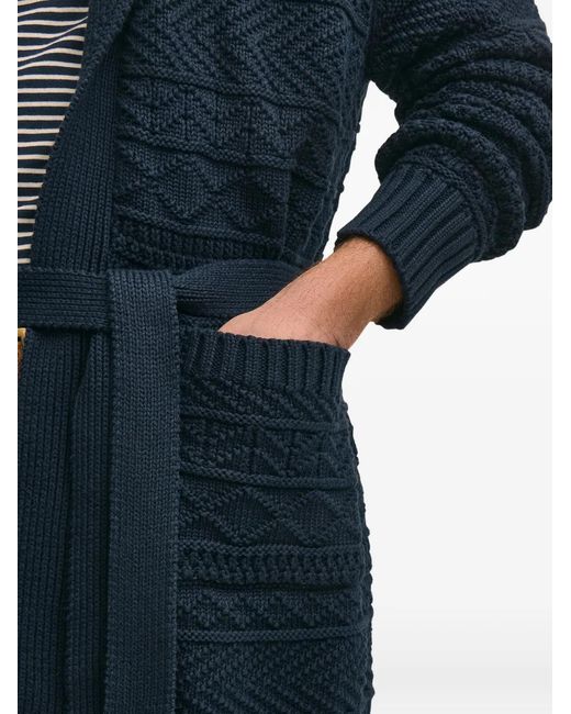 Brooks Brothers Blue Textured Wrap-Style Cardigan for men