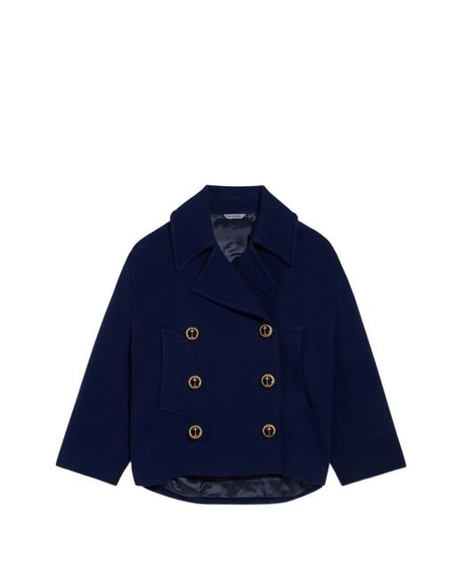 Balenciaga Blue Wool Double-Breasted Peacoat