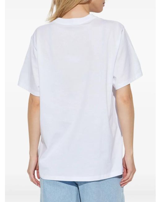 Max Mara Bow-Print T-Shirt in White | Lyst