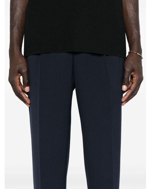 Zegna Blue Drawstring Tapered Trousers for men