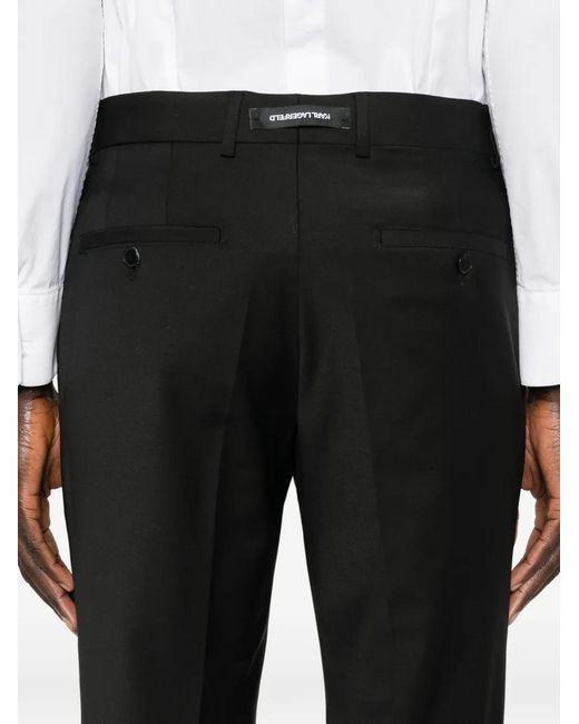 Karl Lagerfeld Black Front-Crease Tailored Trousers for men