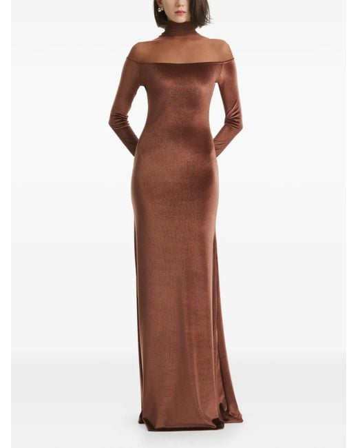2310 STUDIO Brown Roll-Neck Maxi Dress