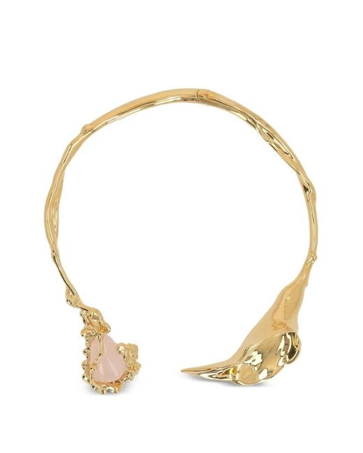 Chloé Metallic Bijoux Stone Pendant Necklace