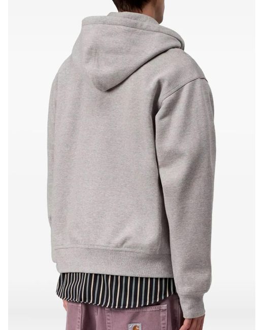 Carhartt Men's Gray Logo-Detail Zip-Up Hoodie