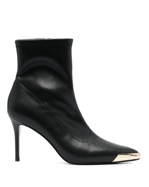 Versace Black 100mm Logo-engraved Pointed-toe Boots