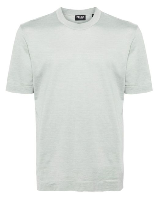 Zegna Pikee-T-Shirt mit Rundhalsausschnitt in White für Herren