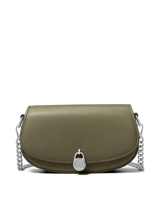 Michael Kors Green Small Mila Chain Leather Shoulder Bag