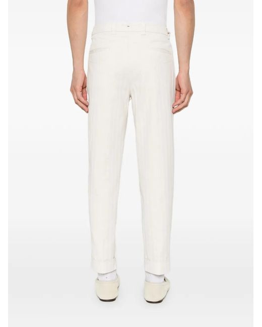 Berwich White Pantalon À Design Plissé for men