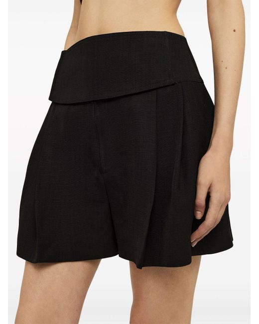 Jil Sander Black Pleated Cotton Shorts