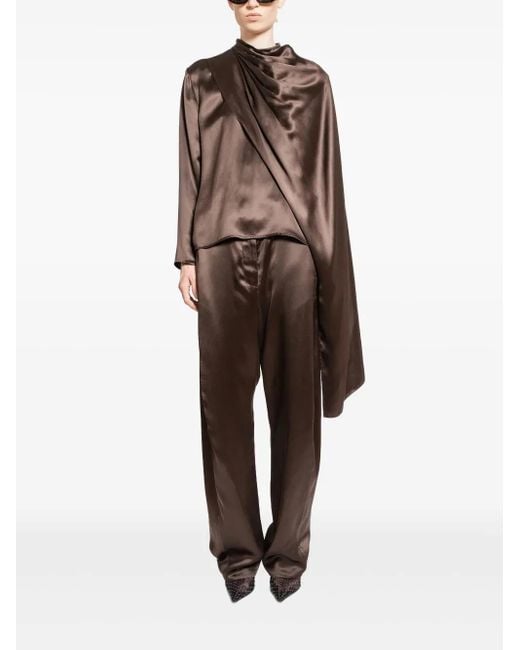 Magda Butrym Natural Draped Silk Blouse