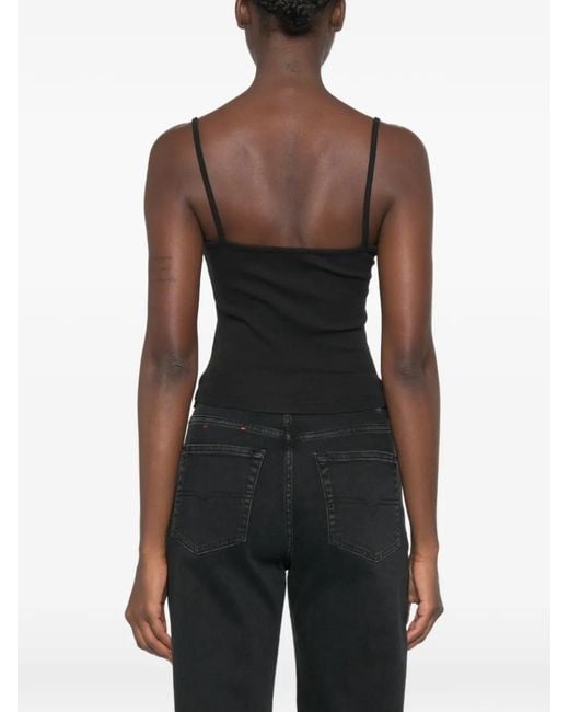 DIESEL Black Oval D Logo-Plaque Vest Top