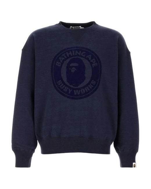 A Bathing Ape Blue Cotton Printed Sweater for men