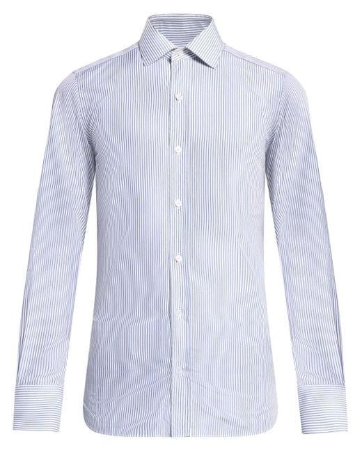 Tom Ford Blue Striped Cotton Shirt for men