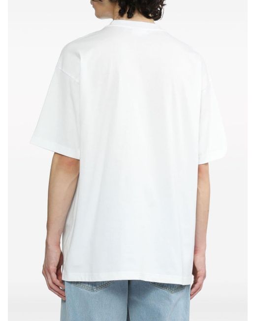 Chocoolate White Bear-print Cotton T-shirt for men