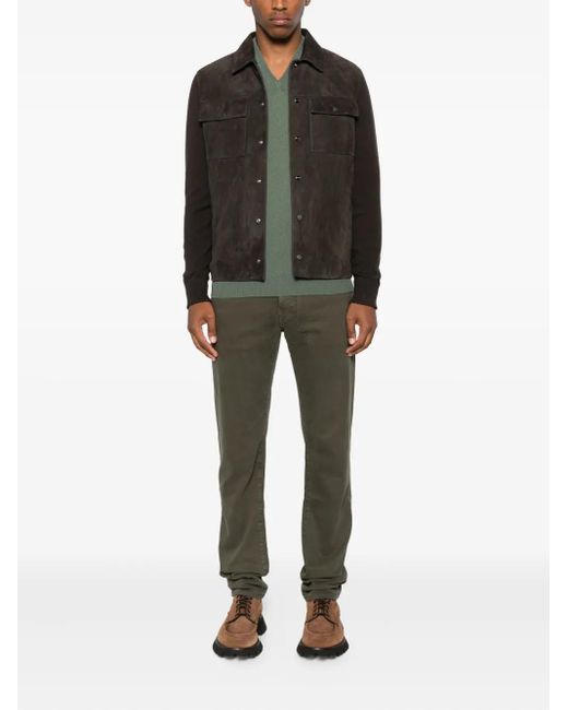 Fedeli Green V-Neck Sweater for men