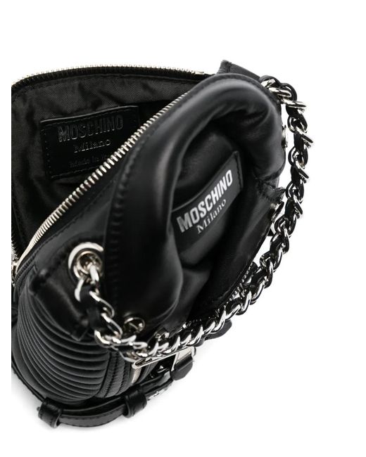 Moschino Black Biker Leather Backpack