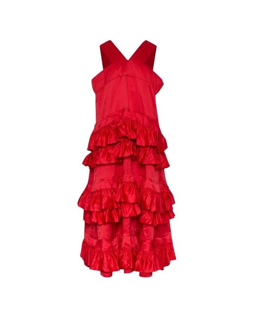 Comme des Garçons Red Robe Volantée À Design Sans Manches