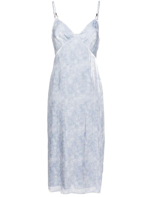 MICHAEL Michael Kors White Floral-print Slip Midi Dress