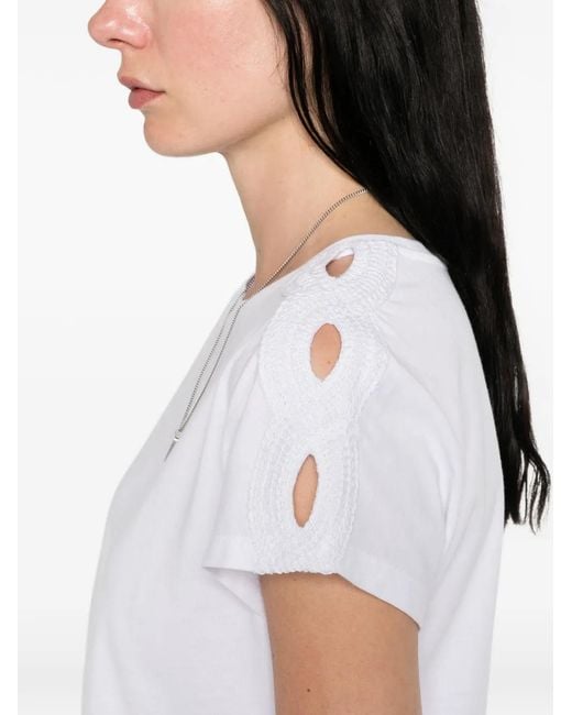 Emme White Lace-Detailed T-Shirt