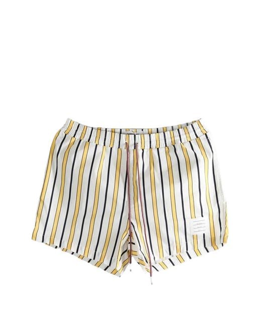 Thom Browne White Repp Stripe Swim Short for men