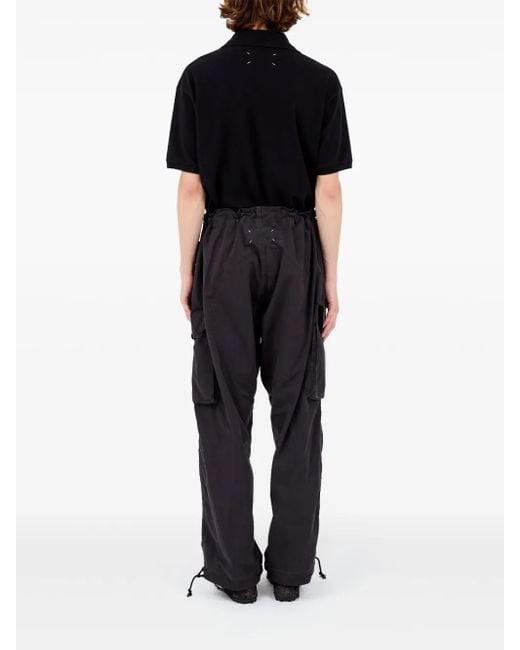 Maison Margiela Black Four-Stitch Logo Track Pants for men