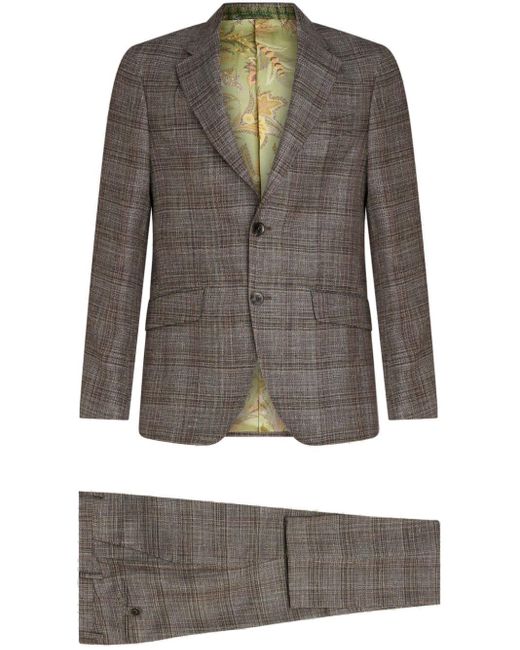 Etro Gray Checked Single-breasted Suit for men