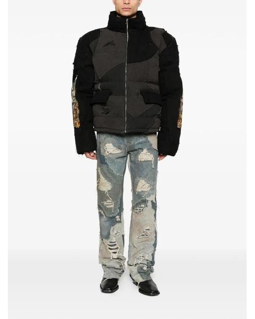 Who Decides War Black Patchwork Pocket Jacket for men
