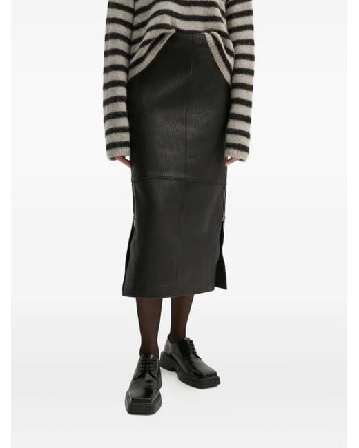 Day Birger et Mikkelsen Black Zip-Detail Midi Skirt