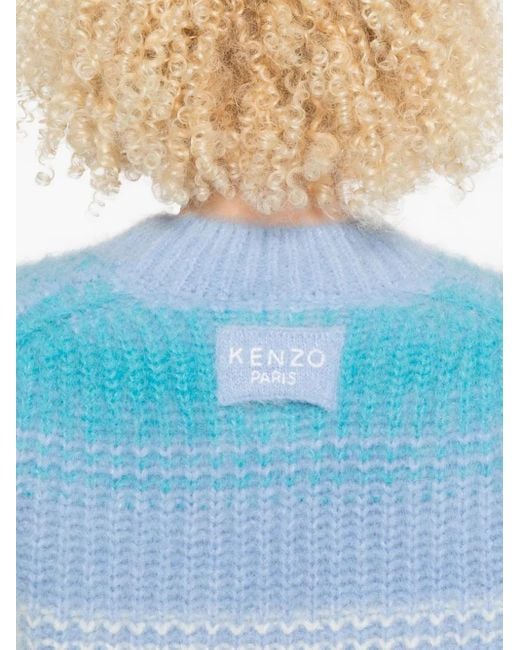KENZO Blue Striped Crew-Neck Sweater
