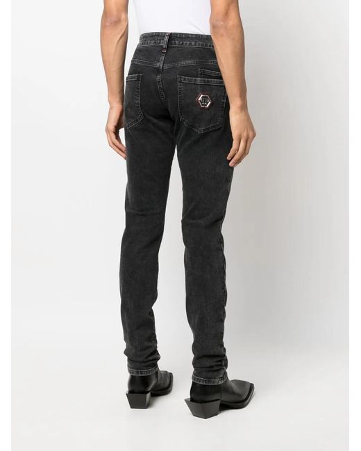 Philipp Plein Black Iconic Plein Straight-Leg Jeans for men