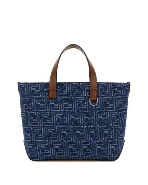 FENDI ペカン トートバッグ レザー キャンバス Blue ロゴ Fendi Logo-Print Canvas Tote Bag in Blue for Men | Lyst