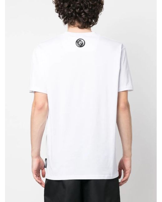 Philipp Plein White Logo Tiger-Print T-Shirt for men
