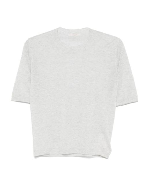 Zanone Fijngebreid T-Shirt in het White