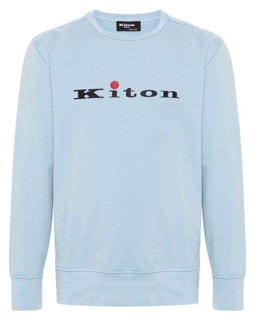 Kiton Blue Rubberised-logo Sweatshirt for men