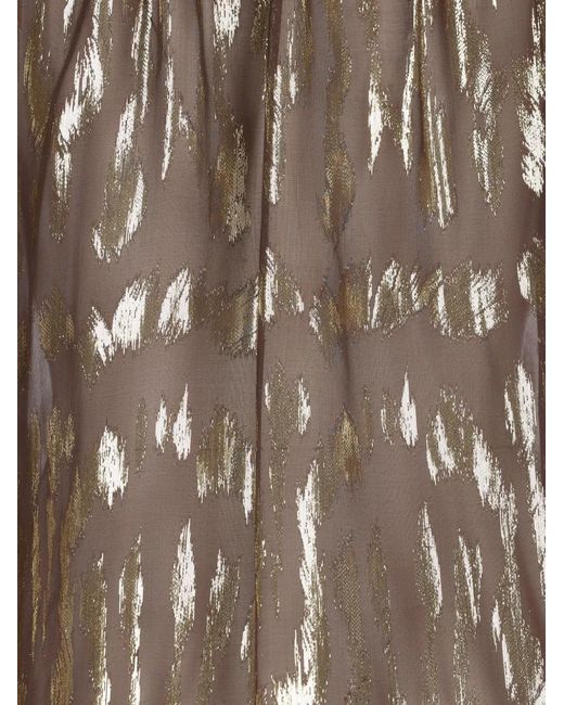 Valentino Garavani Brown Pussy-Bow Metallic-Effect Shirt