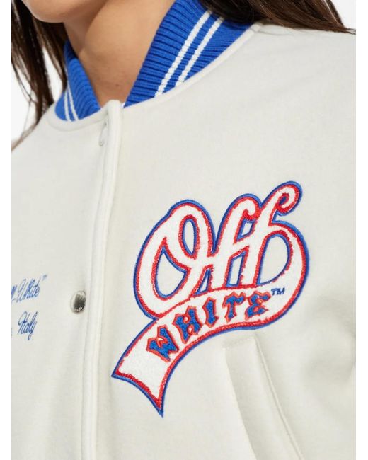 Off-White c/o Virgil Abloh Blue Logo-Patch Bomber Jacket