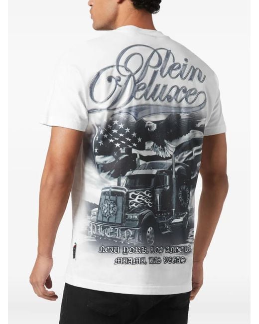 Philipp Plein White Logo-Appliqué T-Shirt for men