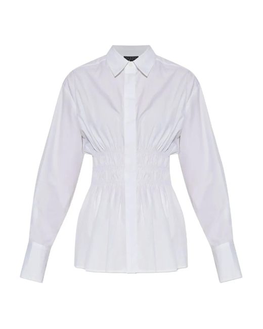 Rag & Bone White Smocked-Waist Button-Down Shirt