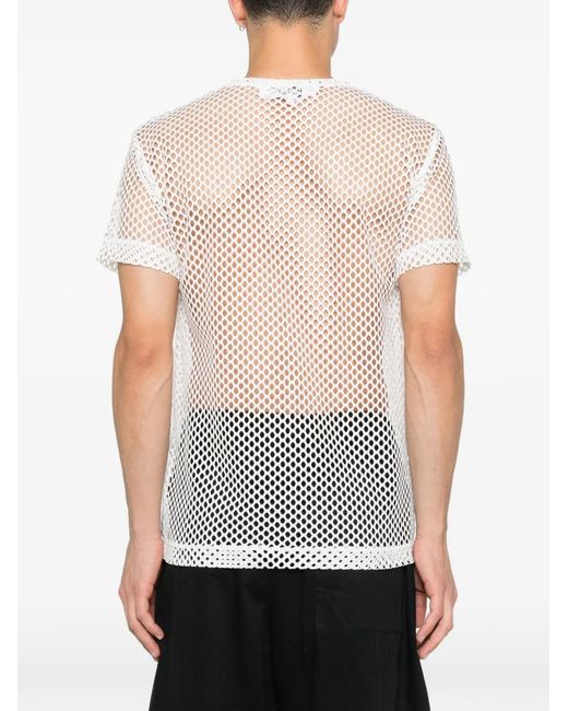 COMME DES GARÇONS PLAY White Mesh Logo-Patch T-Shirt