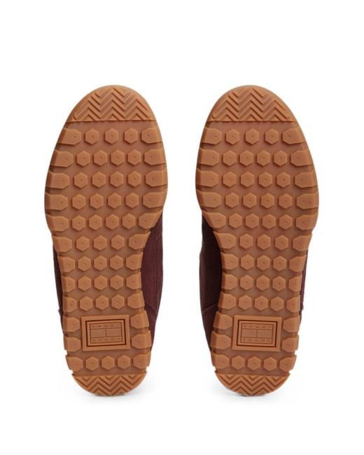 Tommy Hilfiger Brown Suede Logo-Plaque Sneakers