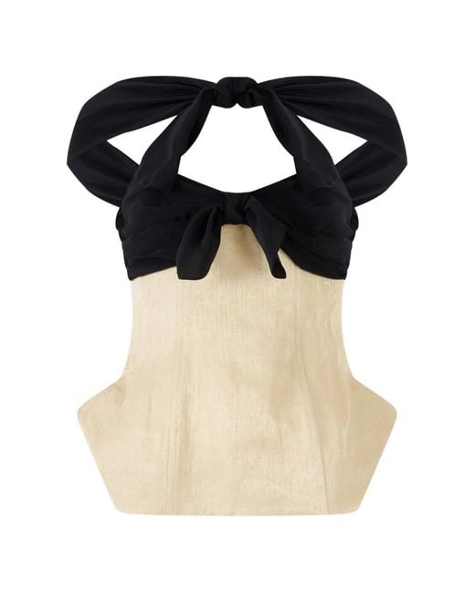 Rosie Assoulin Black Bow Peplum Top