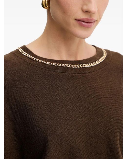MARCIANO BY GUESS Brown Chain-Detail Sweater