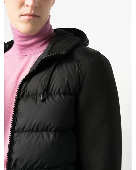 Herno Black Hooded Hybrid Down-Padded Jacket for men