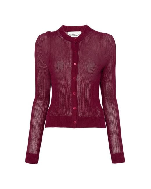 Bompard Purple Ribbed Sheer Cardigan