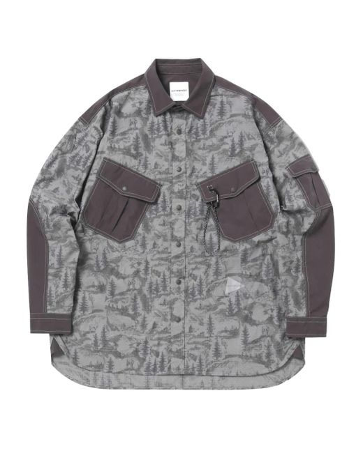 Camisa con motivo de árboles And Wander de hombre de color Gray