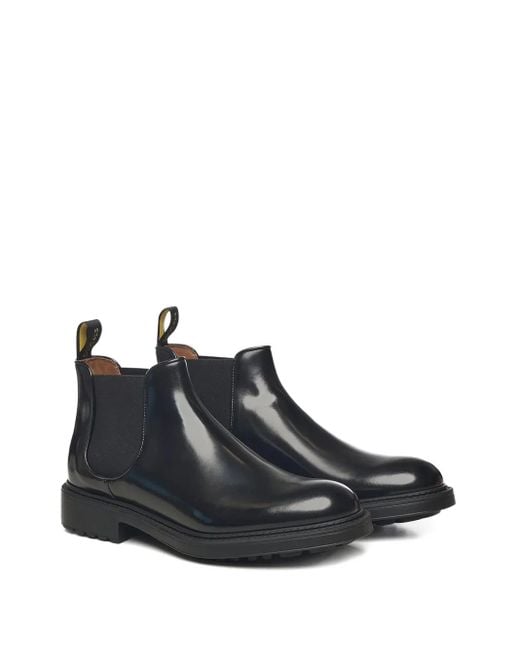 Doucal's Black Elastic-Band Leather Boots for men