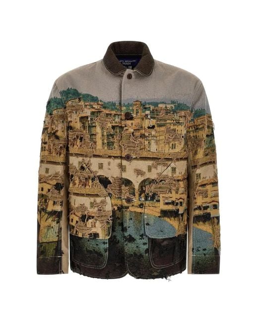 Junya Watanabe Natural Jacquard Frayed Jacket for men