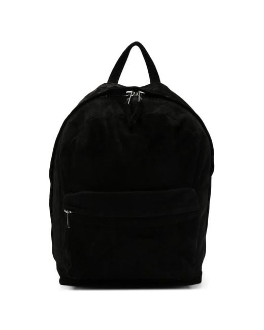 Giorgio Brato Black Suede-Panelled Leather Backpack for men