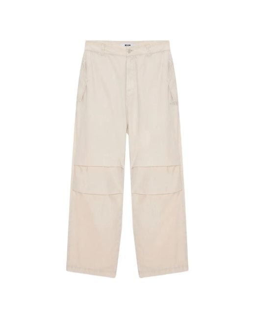 MSGM White Welt-Pocket Trousers for men